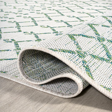 Ourika Moroccan Geometric Textured Weave Indoor/outdoor Square Rug